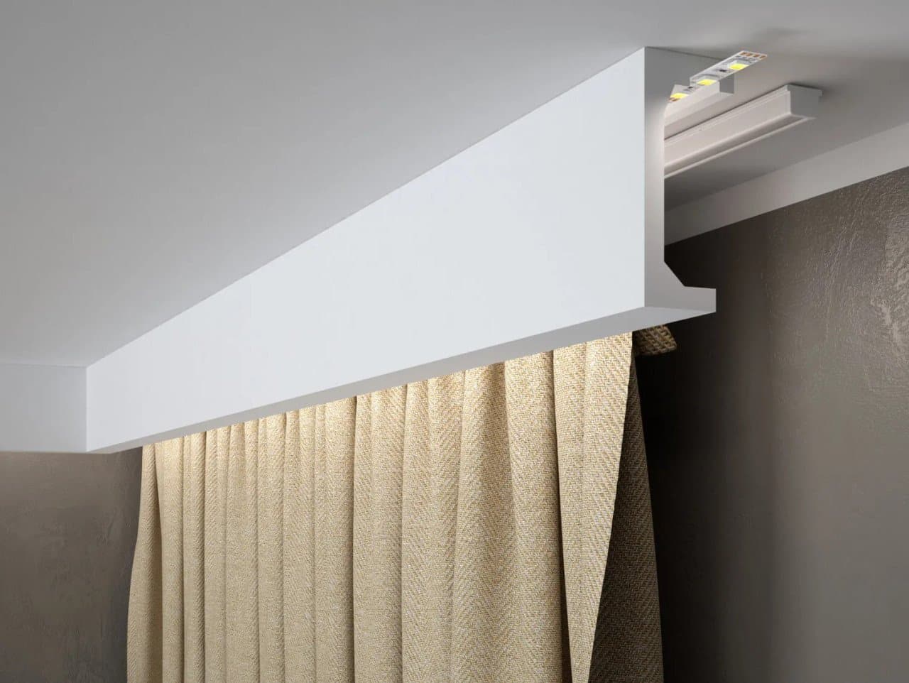 Cache Tringle à Rideau QL046T 200cm Blanc Mate - Décoration | Dartank