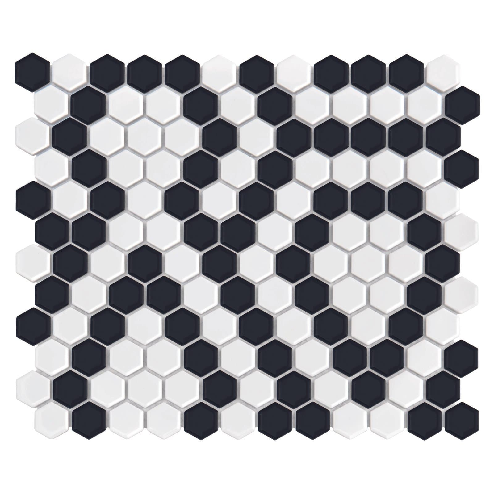Mosaïque Dentelle Mini Hexagone Noir et Blanc - Décoration | Dartank