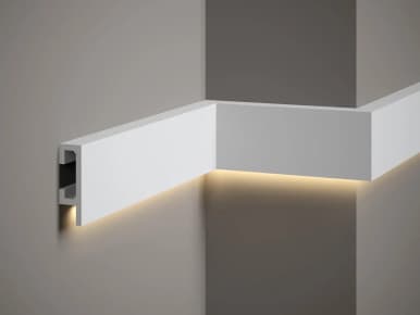 Moulure murale blanc mate en Polyforce QL019 - 200 cm (L) x 2,50 cm (H) x 8,00 cm (P)
