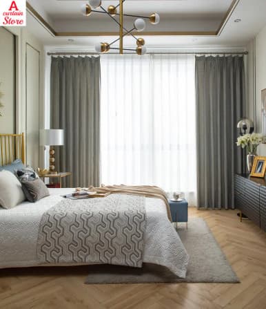 Rideaux de villa en soie de luxe Bleu et Or - DARTANK | Dartank