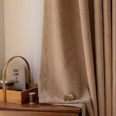 Rideaux chenille américains pour salon : motif plume sombre, occultants complets