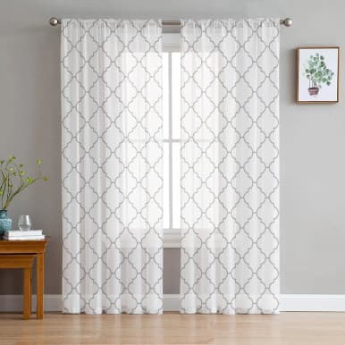Rideaux sheer géométriques blancs marocains Voilage moderne - DARTANK | Dartank