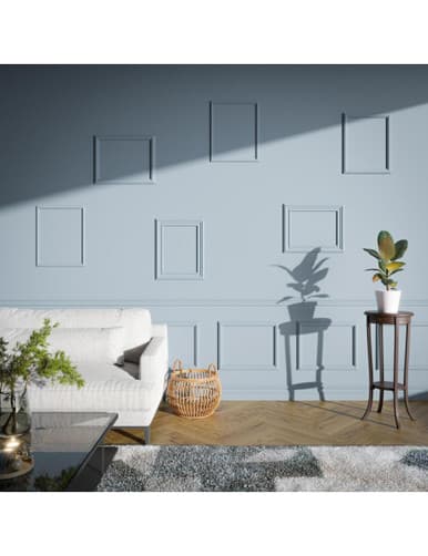 Cadre de décoration murale Leonard blanc mate en polystyrène DW02D -20 pièces - (L) x 40 cm (H) x 50 cm (E) x 1,4 cm