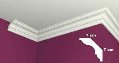 Corniche de plafond blanc LW7 - L 200 (cm) x H 7,00 (cm) x7,00 (cm) - WMB | Dartank